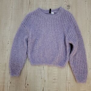 H&M Divided Soft Lilac Crew Neck Sweater With Sparkles